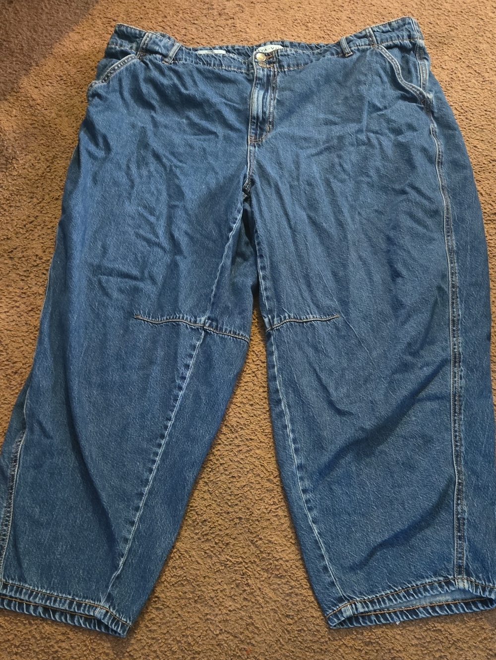 Ava & Viv Trouser Classic Blue Denim Wide Leg Jeans Plus